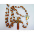 Pine Antique Wooden Pray Rosary with Jesus Cross